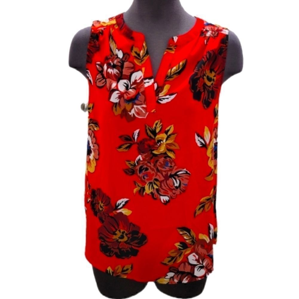 EC DAHLIA SLEEVELESS FLORAL BLOUSE SZ. S